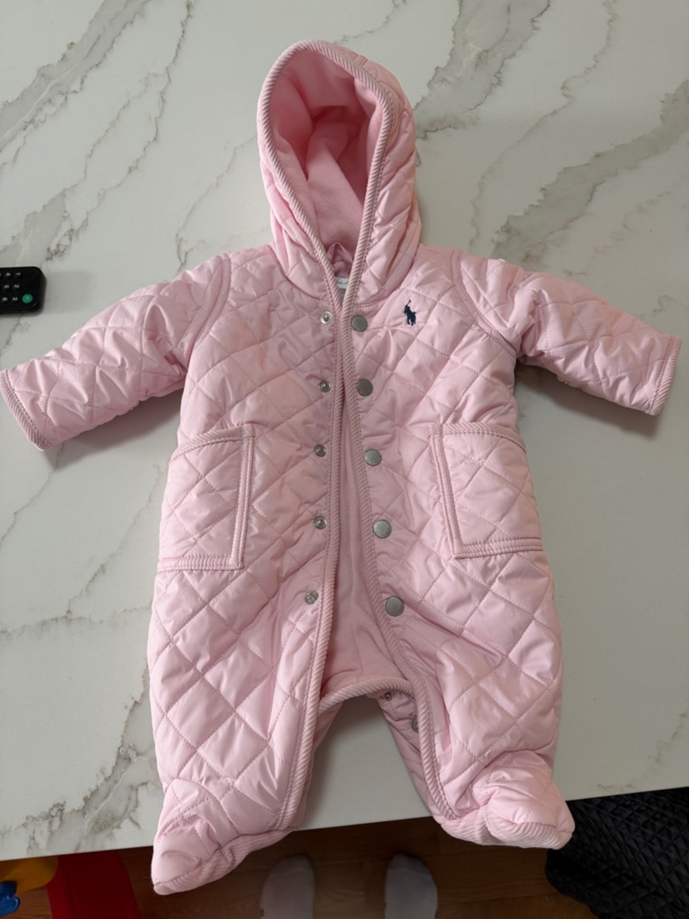Ralph Lauren Light Pink Quilted Infant Hooded Bunting